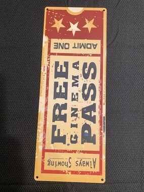 Vintage-Style Movie Ticket, Metal Sign